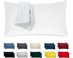 Kussensloop 50 x 80 cm, katoen, premium satijn, set van 2 kussenhoezen, decoratie voor kussen, bed, bank, stof, superzacht, resistent, hypoallergeen, anti-mijt, kussensloop met verborgen ritssluiting, volledig wasbaar
