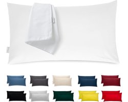 Kussensloop 50 x 80 cm, katoen, premium satijn, set van 2 kussenhoezen, decoratie voor kussen, bed, bank, stof, superzacht, resistent, hypoallergeen, anti-mijt, kussensloop met verborgen ritssluiting, volledig wasbaar