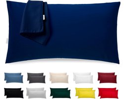 Kussensloop 50 x 80 cm, katoen, premium satijn, set van 2 kussenhoezen, decoratie voor kussen, bed, bank, stof, superzacht, resistent, hypoallergeen, anti-mijt, kussensloop met verborgen ritssluiting, volledig wasbaar