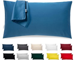 Kussensloop 50 x 80 cm, katoen, premium satijn, set van 2, kussenhoezen, decoratie voor kussens, bed/bank, stof, superzacht bestendig, hypoallergeen, anti-mijt, kussensloop met verborgen