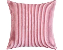 Kussensloop Corduroy - Gestreept Effen - Decoratieve Aankleding - Zacht Ademend Materiaal - 40 x 50 cm - Rubber Roze