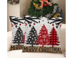 Kussensloop Kerstmis - Sierkussenhoes Kerst - Feestelijke Decoratie - Polyester Zachte Grip - 50x50 cm Set 2 - Multicolor