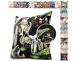 Kussensloop Kussenhoes - Decoratief Kussen - Bank Decoreren - Zijdezacht Microvezel - 50x50cm - Jungle Black