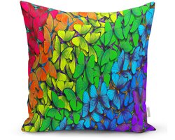 Kussensloop - kussenhoes - Sierkussenhoes - hoes voor vloerkussen 70x70cm - Gekleurde vlinder - Kussenhoesje