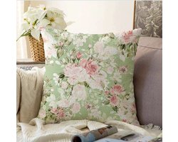 Kussensloop - kussenhoes - Sierkussenhoes - hoes voor vloerkussens - 70x70 - Vloerkussen - Pastel Roze Bloemen - Kussensloop - Aan beide zijdig bedrukt