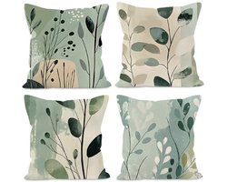 Kussensloop met bloemenprint van 40x40 cm, decoratieve bankkussenhoes voor thuis, ademend en comfortabel linnen zitkussenhoes