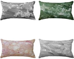 Kussensloop Set - Kussenhoes Bank - Interieur Decoratie - Satijnen Perzik Stof - 30 x 50 cm - Abstract