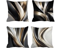 Kussensloop Set - Kussenhoes Vierkant - Woonkamer Decoratie - Waterdichte Stof - 70x70cm 4 Stuks - Goud