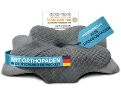 Kussensloop voor orthopedisch kussen [met koel- en warmte-effect] van bamboevezel en spandex | Zacht & knus | Reservehoes | Kussenhoes Grijs| Versie: Ergo