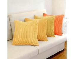 Kussensloopset - Zachte hoezen - Decoratief gebruik - Gestreept ontwerp - 40x40 cm - Oranje en geel