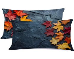 Kussenslopen 2 stuks - Kussenhoezen - Slaapcomfort Verhogen - Verborgen Rits - 40 x 60 cm - Oranje Marmer