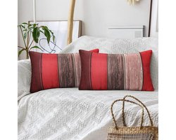 Kussenslopen 30x50 cm - rustieke stijl - set van 2 - rood