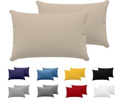 Kussenslopen, 40 x 60 cm (set van 2), 100% jersey katoen, 150 g/m², beige, voor kussens en kussenslopen van 40 x 60 cm, resistent en hypoallergeen