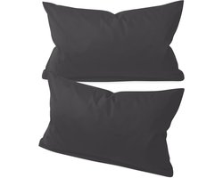 Kussenslopen Dubbelpak - Effengekleurde Hoezen - Slaapcomfort Verhogend - Verborgen Ritssluiting - 30 x 50 cm - Steen