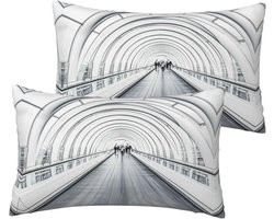 Kussenslopen Set - Decoratieve Hoezen - Bank en Stoel - Dubbelzijdig Bedrukt - 30x50 cm - Wit