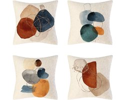 Kussenslopen Set - Decoratieve Hoezen - Terras Decoratie - Dubbelzijdig Bedrukt - 4 Stuks 35x35cm - Abstract Steen