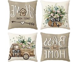 Kussenslopen Set - Decoratieve Hoezen - Woonkamer Decoratie - Onzichtbare Ritssluiting - 4 stuks 50x50cm - Gebruind