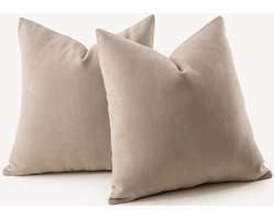 Kussenslopen Set - Decoratieve Hoezen - Woonkamer Styling - Zachte Chenille Stof - 45 x 45 cm - Taupe