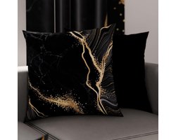 Kussenslopen Set - Decoratieve Slopen - Slaapkamer Decoratie - Digitale Print - 60 x 60 cm - Zwart Marmer