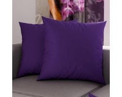 Kussenslopen Set van 2 - Microvezel 40 x 40 cm - Effen Paars - Decoratief voor Slaapkamer en Bank - 100% Made in Italy
