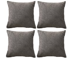 Kussenslopen set van 4 - Marmeren suède met onzichtbare rits - 45 x 45 cm