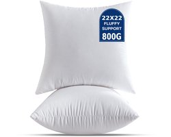 Kussenvulling 55 x 55 Cm Set van 2 Grote Witte Decoratieve Vierkante Sierkussenvullingen voor de Woonkamer Bank Bed Sofa Kussen Binnengebruik