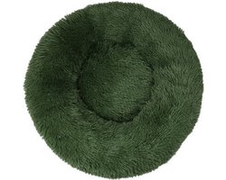 KUSSIES® Kussen 50 Cm Met Wasbare Hoes - Mosgroen - Hondenkussen Kattenkussen - Donut Ronde Kattenmand Kat Hond Fluffy Groen Groene Donkergroene