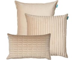 Kussoo Kussen fluweel beige set van 3 sierkussens