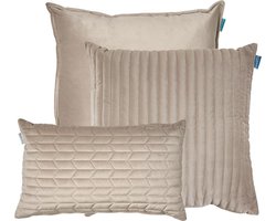 Kussoo Kussen Fluweel champagne set van 3 sierkussens