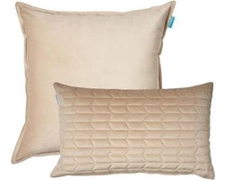 Kussoo Kussen fluweel uni beige 50x50 en 30x50 cm set van 2 sierkussens