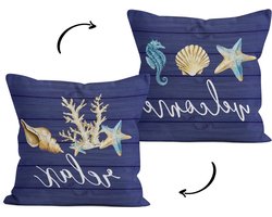 Kust Sierkussensloop - Nautisch Kussenhoes - Woonkamer Decoratie - Zacht Flanel Materiaal - 45 x 45 cm - Violet
