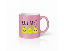 Kut Met Peren Mok 330ml – Roze Glitter Koffiemok met Schattige Peren – Grappig Nederlands Humor Cadeau