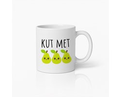 Kut Met Peren Mok 330ml – Witte Koffiemok met Schattige Peren Illustratie – Grappig Nederlands Humor Cadeau
