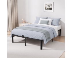 KUTAS 2 Persoons Bed 140 x 200 cm - Tweepersoonsbed - Heavy Duty Metalen Bedframe - Lattenbodem - Grote Opbergruimte - Extra Stevig - Stil & Antislip - Zwart