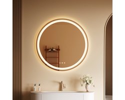 KUTAS® Badkamerspiegel - Badkamerspiegel met Verlichting - Ronde Spiegel - Wandspiegel - 3 lichtstanden - Anti-Condens - 3000K/4500K/6500K - 50ø cm