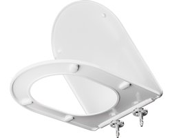 KUTAS Toiletbril D-vorm - Thermoplast - WC Bril - Soft Close & Easy Clean - Krasbestendig - Afklikbaar - Belastbaar 250 kg - Universele Pasvorm - Wit