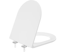 KUTAS - WC bril D-Vorm - Soft Close Toiletbril - Duroplast - Dikke Zitting - Afneembaar voor Reiniging - RVS Bevestiging - Wit
