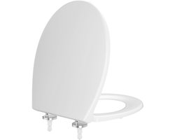 KUTAS WC-Bril - Duroplast - Ovale Vorm - Soft Close - Afklikbaar - Met Deksel - RVS Scharnieren - Belastbaar tot 250 kg - Toiletbril - Wit