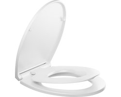 KUTAS WC bril - Universele vorm WC Bril - Duroplast - Met Deksel - Soft Close - Toiletbril voor Kinderen - Familie-Vorm - Easy Clean functie - Belastbaar tot 250 kg - Toiletzitting - Wit