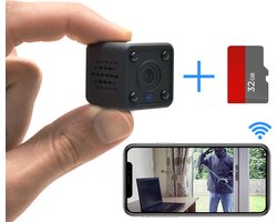 KUUS. C2 Mini Verborgen Camera, Spy Camera Met App & WiFi - 3.2 CM Klein - Draadloos - Dual Band 2.4GHZ & 5.0 GHZ - Nightvision - Beveiligingscamera - Bewakingscamera Mini IP Camera met Wifi en App + 32GB Geheugenkaart Class U1