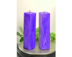 Kwadrant kaars, LILA-PAARS hoogte: 22 cm, type Explosion,  2 STUKS -  Gemaakt door Candles by Milanne