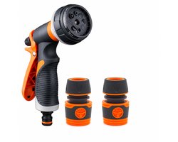 Kwaliteit Spuitpistool - Opzetstuk voor Tuinslang - koppelstukken - Koppelingen - Set van 4 - 8 sproeipatronen - Kunststof - Tuin accessoires - Oranje