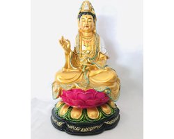 Kwan Yin beeld volledig kleur 26 cm Kwan Yin, ook wel Quan Yin Guanyin of Kannon boeddha Mooie exclusieve handgeschilderd Kwan Yin beeld gemaakt van resin.