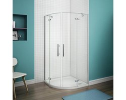 kwartronde douchecabine 80x80x195cm,dubbele draaideur,hoek-instap douchecabine,6mm helder veiligheidsglas,antikalk