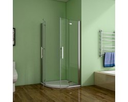 kwartronde douchecabine 90x90x195cm,dubbele draaideur,hoek-instap douchecabine,6mm nano helder veiligheidsglas easyclean antikalk