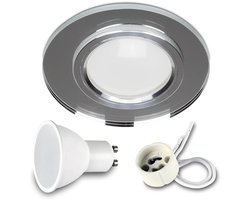 Kwazar Luminaire LED-inbouwspot 230V plat 7W badkamer inbouwverlichting plafondspots plafondspots, koud wit 6000K inbouwspots voor badkamer keuken woonkamer (helder, 1 stuk)