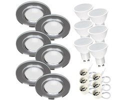 Kwazar Luminaire LED-inbouwspots 230V plat 7W badkamer inbouwverlichting plafondspots plafondspots, koud wit 6000K inbouwspots voor badkamer keuken woonkamer (helder, 6 stuks)