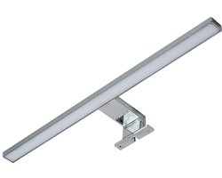 Kwazar - Wandlamp voor binnen, LED-spiegelverlichting badkamer, LED-lamp voor vochtige ruimtes, badkamerlamp 10W, breedte 50cm, neutraal wit 4000 K, IP44, 230V - Laag energieverbruik, ANITASilver