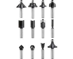 kwb-freesset, 12-delig, (V-groeffrees, groeffrees en nog veel meer) hardmetalen, drukkogellagers inclusief zeskantsleutel en houten koffer