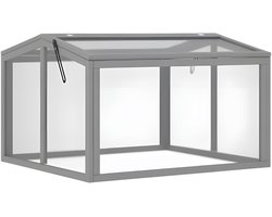 Kweekbak Kas met Deksel – Houten Broeikas van Polycarbonaat – Lichtgrijs